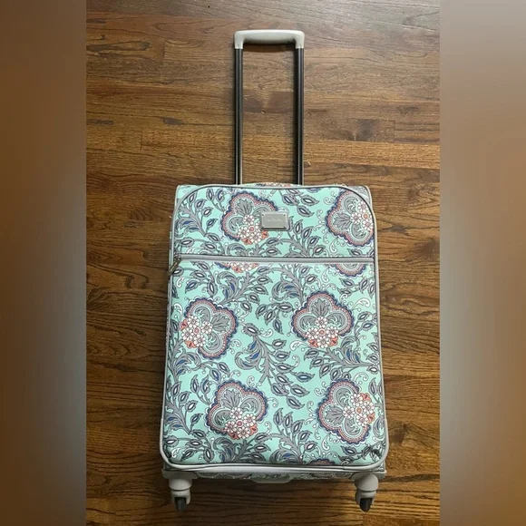 Vera Bradley Rolling Suitcase in RETIRED Fan Floral - Picture 4 of 13